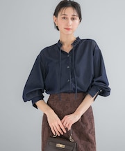 『WEB限定』フリルネックデニムブラウス