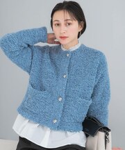 ニットツイードショートカーディガン