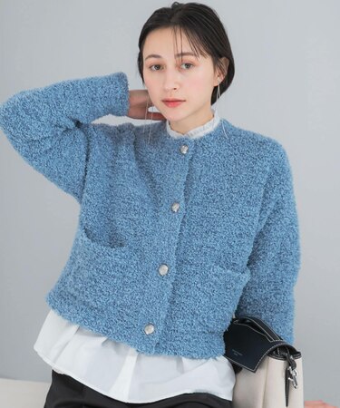 ニットツイードショートカーディガン