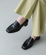 ワイドスクエアギャザーローファー