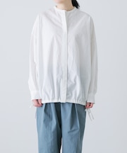 ノーカラークルーネックオーバーシャツ