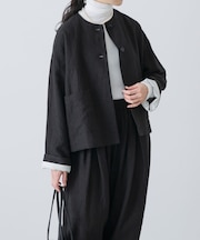 リネンラミーノーカラージャケット