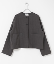 リネンラミーノーカラージャケット