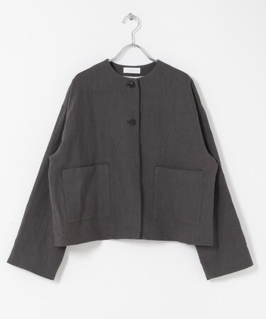 リネンラミーノーカラージャケット