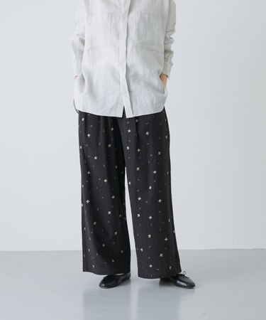 ツバメ刺繍イージーパンツ