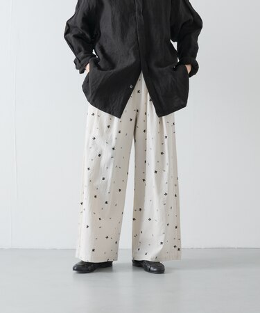 ツバメ刺繍イージーパンツ