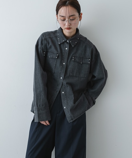 スタッズデニムシャツ