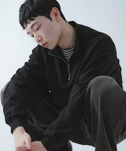 『洗濯可／撥水／防花粉』SKIN Proofハーフジップスウェット