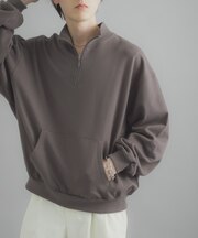 『洗濯可／撥水／防花粉』SKIN Proofハーフジップスウェット