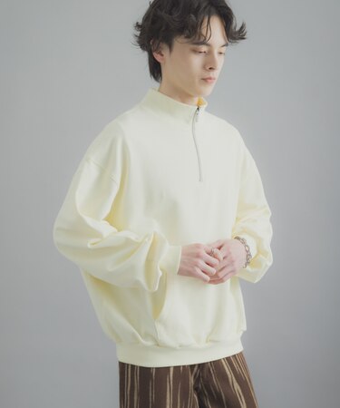 『洗濯可／撥水／防花粉』SKIN Proofハーフジップスウェット