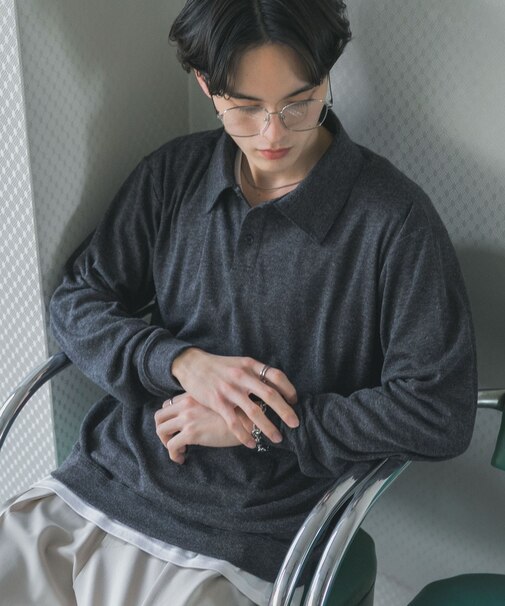 シアーロングスリーブポロシャツ