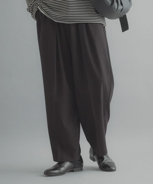 カラー2タックワイドテーパードパンツ