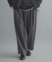 カラー2タックワイドテーパードパンツ