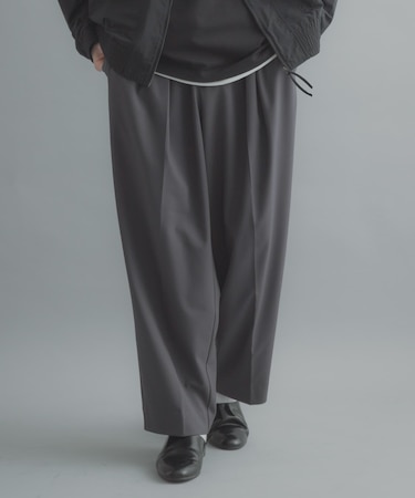 カラー2タックワイドテーパードパンツ
