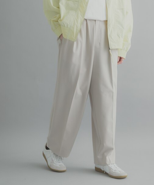カラー2タックワイドテーパードパンツ