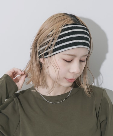 ボーダーワイドヘアバンド