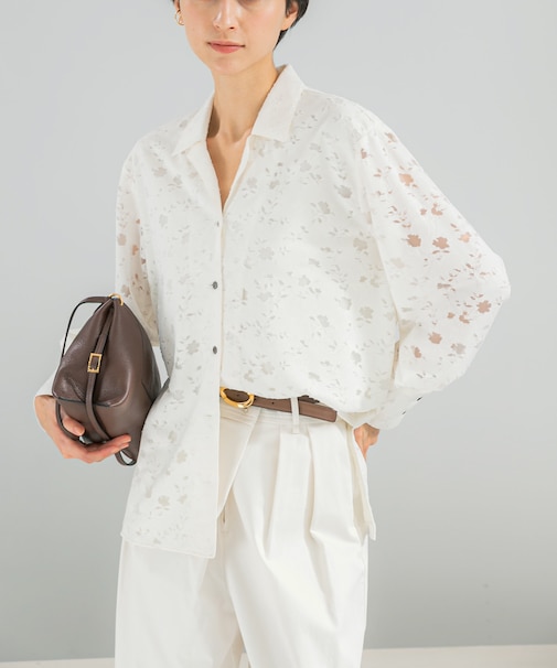 オープンカラーレースシャツ