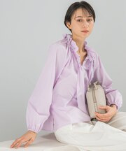 フリルネックシャツブラウス