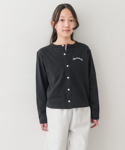 『150サイズあり』クルーネック1pt刺繍カーディガン(KIDS)