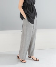 ラメリネンストライプワイドパンツ