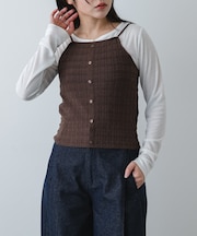 『洗濯可』ホルターネックボタンビスチェ