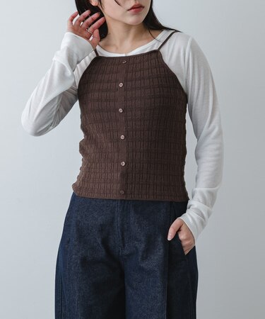 『洗濯可』ホルターネックボタンビスチェ