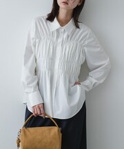 シャーリングデザインシャツ