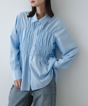 シャーリングデザインシャツ