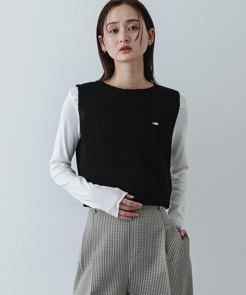 『洗濯可』リネンタッチクロップドセーター