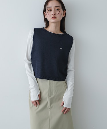 『洗濯可』リネンタッチクロップドセーター