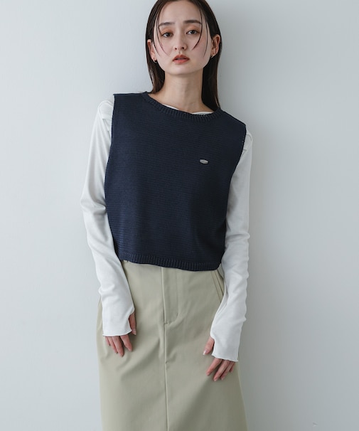 『洗濯可』リネンタッチクロップドセーター