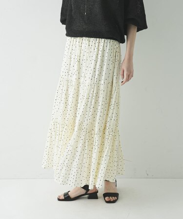 ギャザーティアードドットスカート