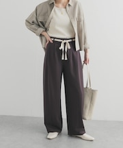 ウエストリボンカットカーブパンツ