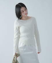 『洗濯可／防花粉』SKINProofアシメヘムボートネックセーター