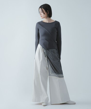 『洗濯可／防花粉』SKINProofアシメヘムボートネックセーター