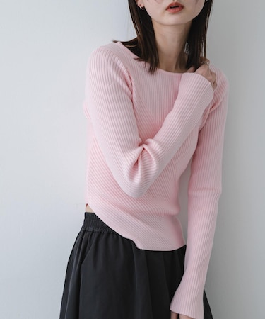 『洗濯可／防花粉』SKINProofアシメヘムボートネックセーター