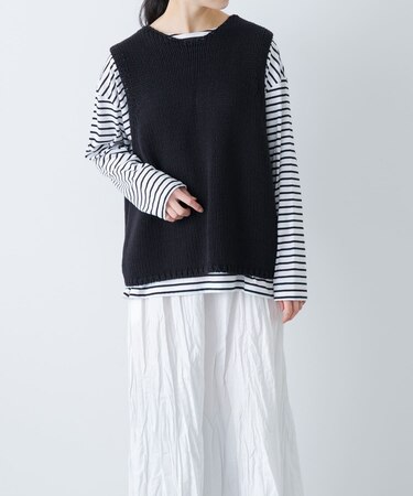 コットンローゲージニットベスト