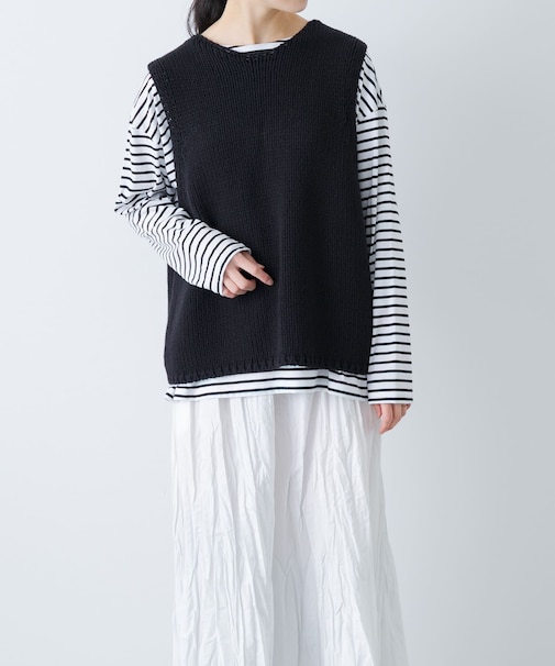 コットンローゲージニットベスト