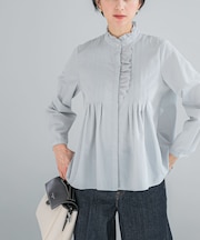 『WEB限定』フリルネックレースデザインシャツブラウス