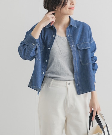 デニムショート丈シャツ