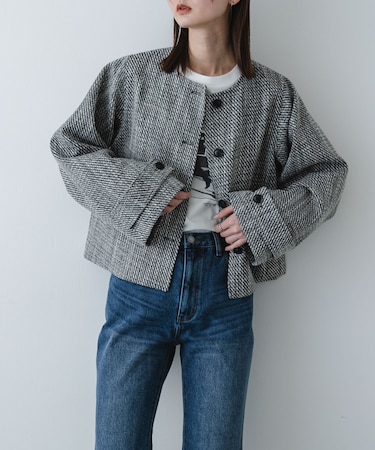 ツイードノーカラージャケット