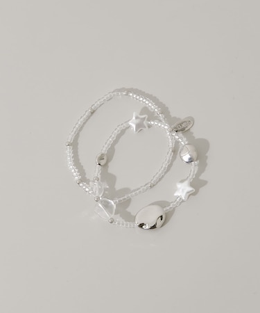 クリアビーズモチーフ2セットブレスレット