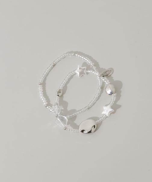 クリアビーズモチーフ2セットブレスレット