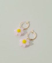 フラワービーズフープピアス