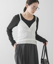 パターンメッシュニットキャミソール