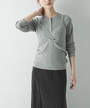 パターンメッシュニットキャミソール