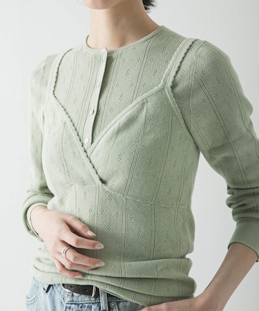 パターンメッシュニットキャミソール