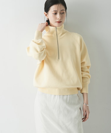 ハーフジップスウェットニット
