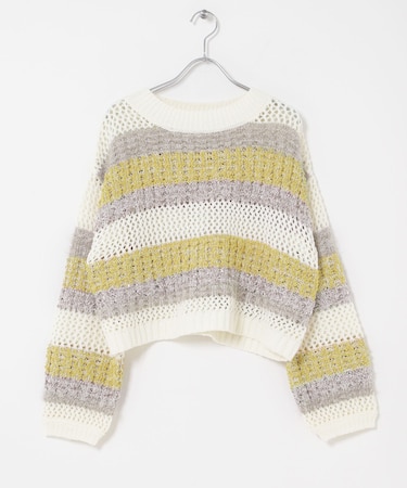 『洗濯可』ミックスヤーンワイドボーダーニット