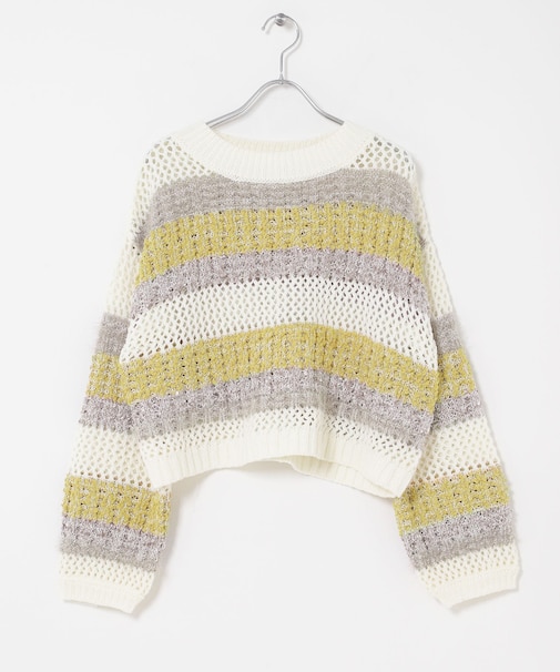 『洗濯可』ミックスヤーンワイドボーダーニット